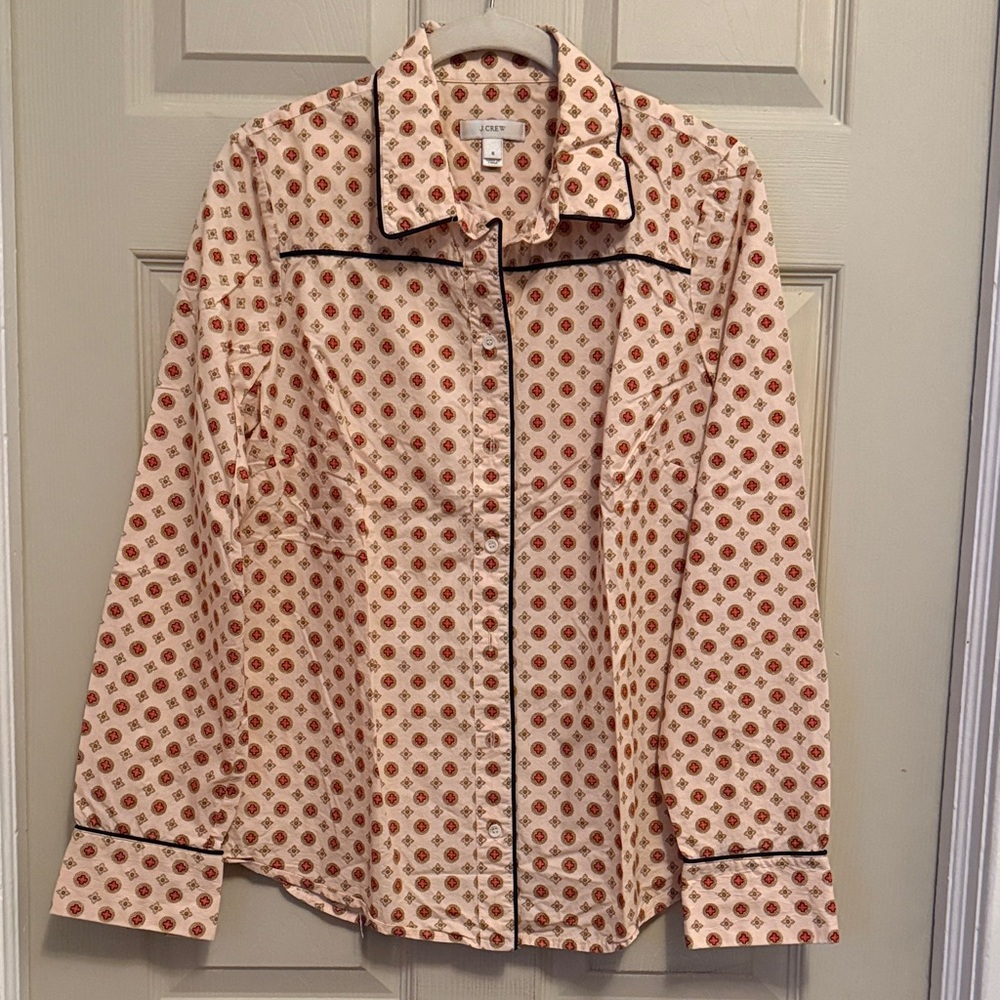 J. Crew Red and Cream Patterned Shirt